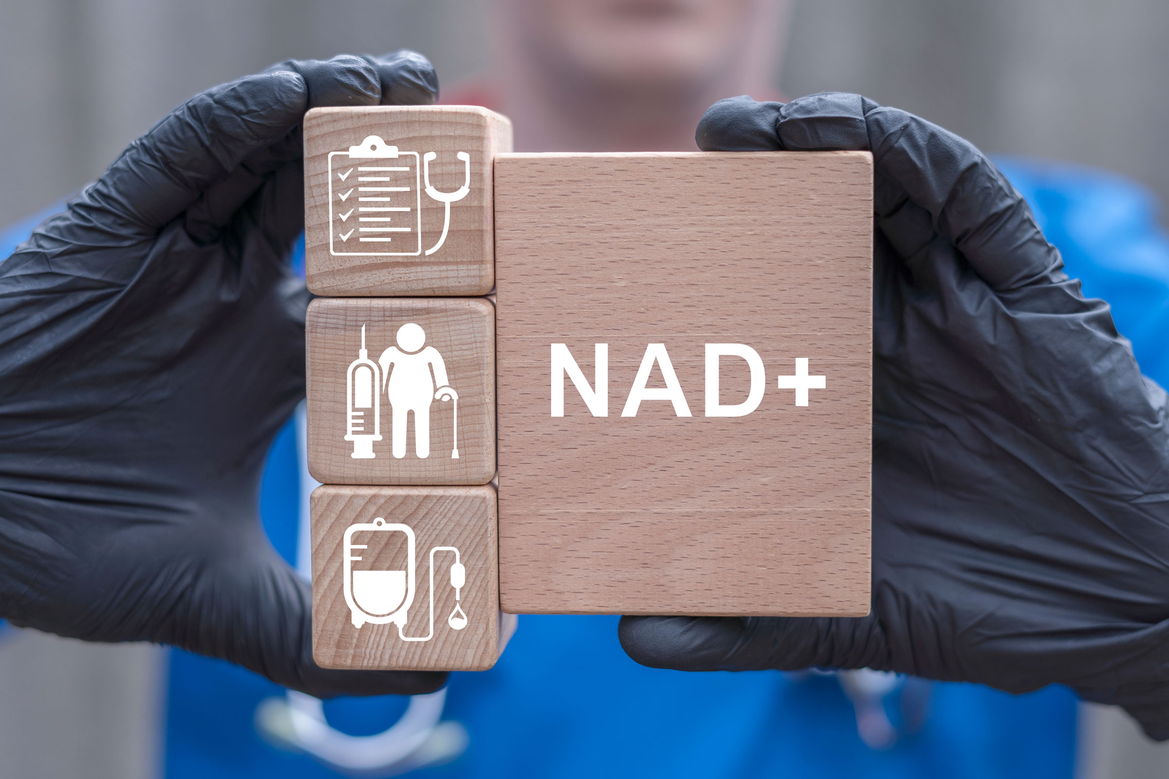 NAD+ injection vials and syringes arranged on a clinical surface